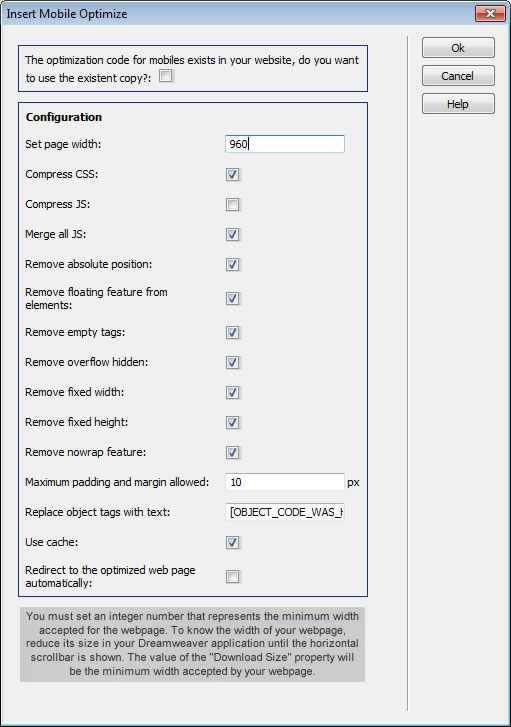 The configuration interface